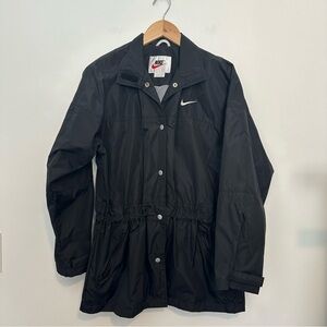 Vintage Y2K Nike Black Button Windbreaker mesh lined Jacket